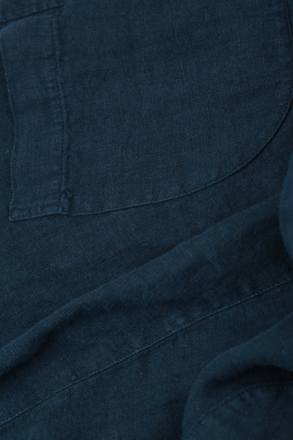 Collar Navy Linen Jacket