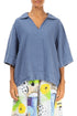 Collar Neck Blue Nova Linen Blouse 1