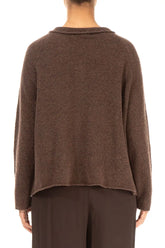 Collar Neck Brown Wool Cardigan 2