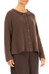 Collar Neck Brown Wool Cardigan 3