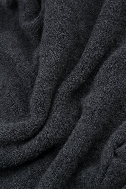 Collar Neck Dark Grey Wool Cardigan 5