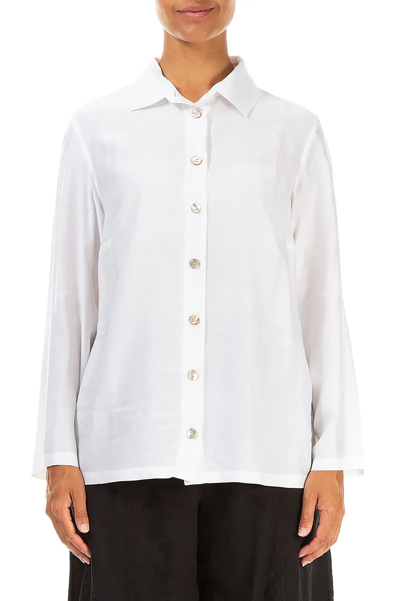 Collar Off White Silk Bamboo Shirt