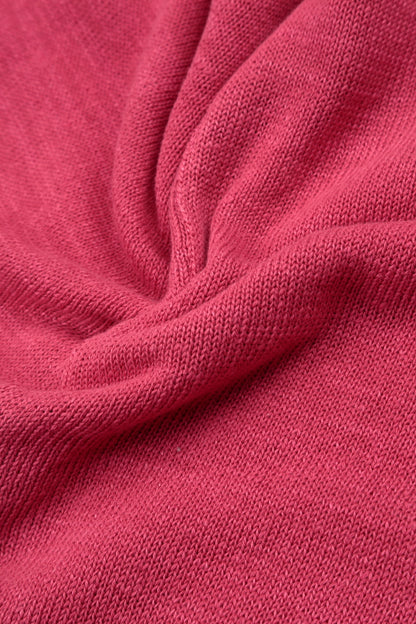 Collar Rounded Raspberry Linen Cardigan 5