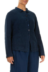 Collar Royal Blue Linen Jacket 3