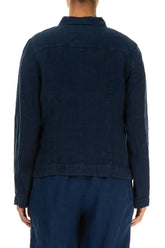 Collar Royal Blue Linen Jacket 2