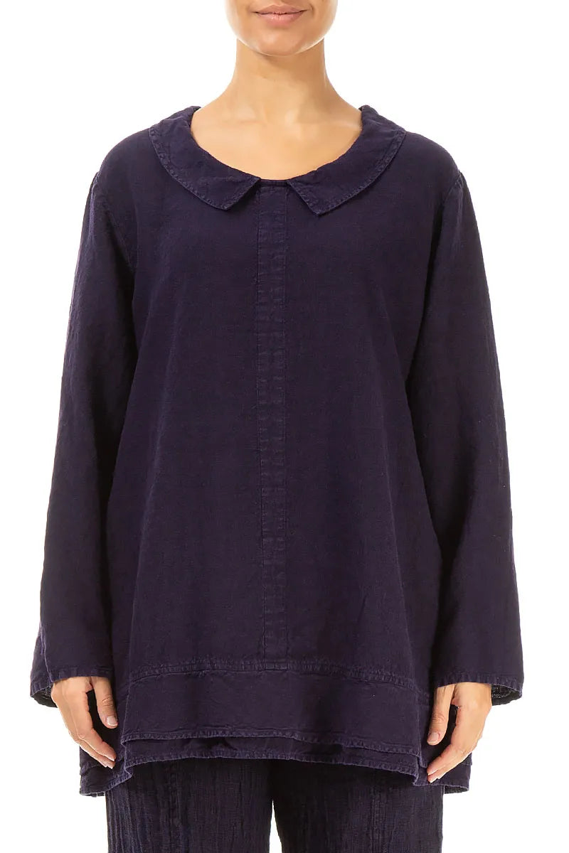Collar Royal Purple Linen Tunic