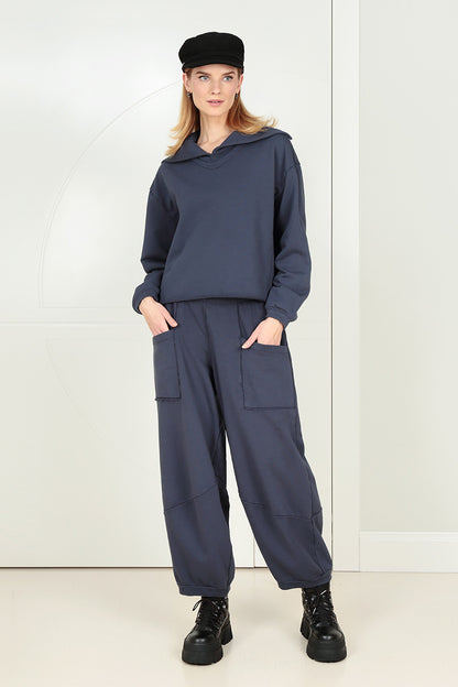 Collar Slate Blue Cotton Jumper 6