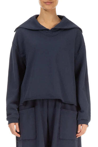 Collar Slate Blue Cotton Jumper 1