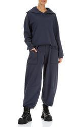Collar Slate Blue Cotton Jumper 4