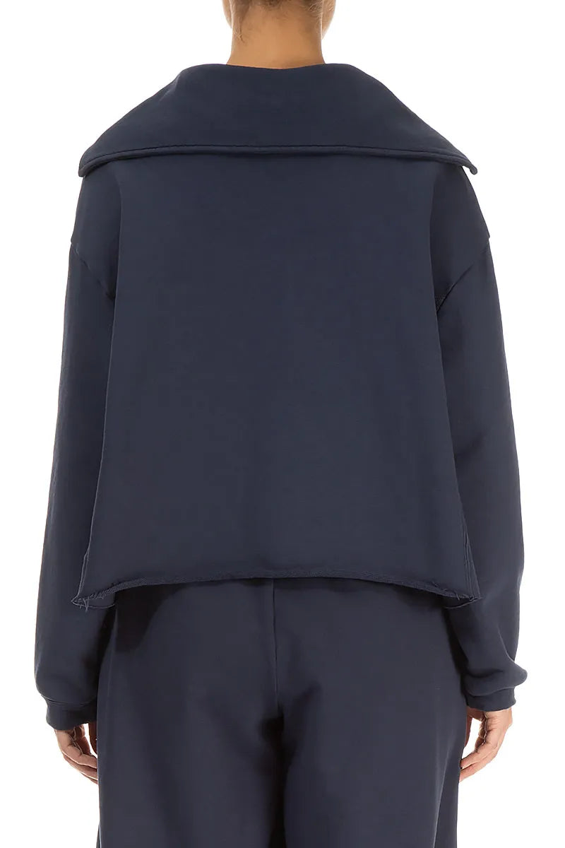Collar Slate Blue Cotton Jumper 2