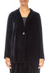Collar Slate Blue Silk Velvet Jacket 1
