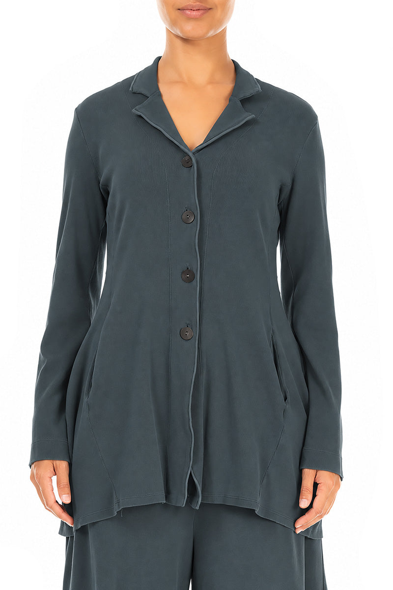 Veste en coton gris ardoise à col