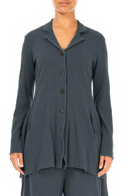 Veste en coton gris ardoise à col