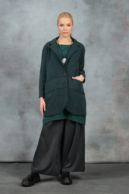 Collar Teal Plush Wool Cotton Jacket-Coat 7