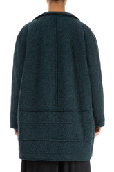 Collar Teal Plush Wool Cotton Jacket-Coat 2