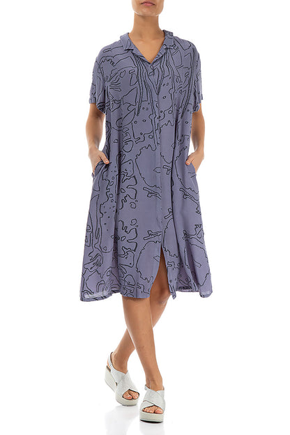 Collar Violet Floral Viscose Dress 4