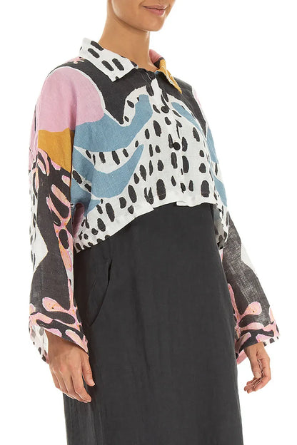Collared Desert Bloom Linen Jacket