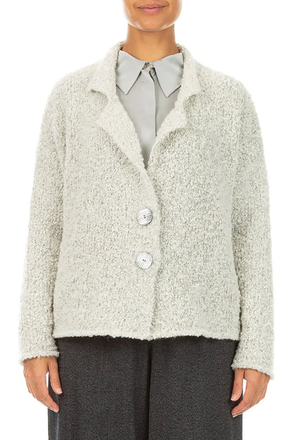 Collared Mélange Pearl Alpaca Wool Cardigan 1
