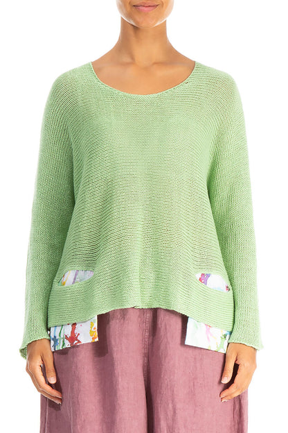 Colour Splash Pockets Mint Linen Jumper 1