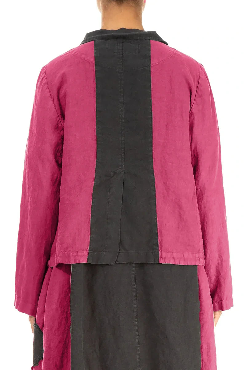 Contrast Detail Fuchsia Linen Jacket 2