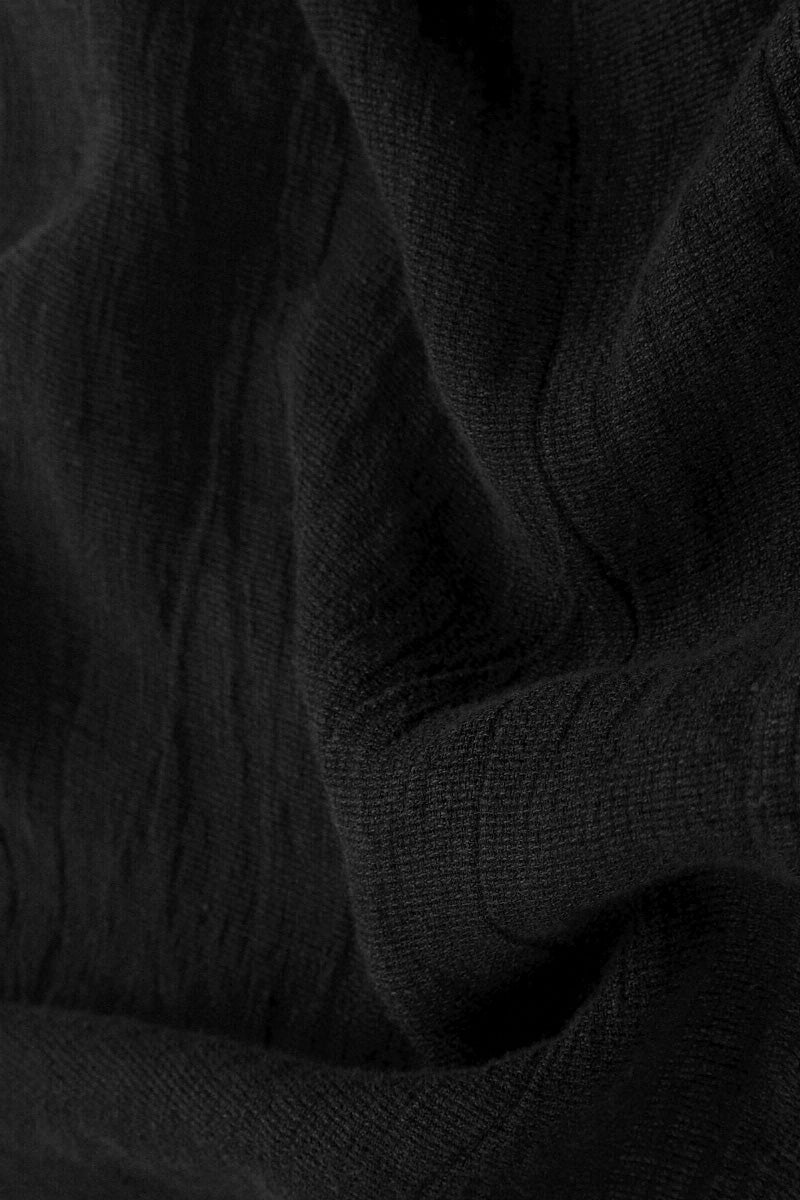 Cotton Waist Black Mélange Linen Skirt 4