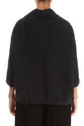 Cowl Neck Crinkled Black Silk Blouse 2