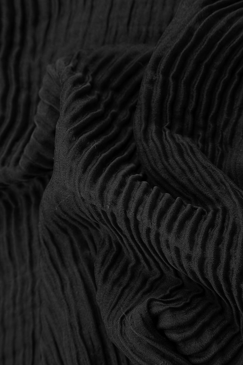 Cowl Neck Black Plissé Silk Dress 5