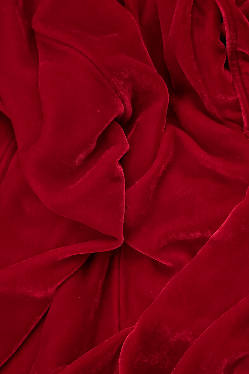 Cowl Neck Cherry Red Silk Velvet Blouse 5