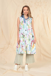 Cowl Neck Colour Splash Linen Midi Dress 6