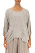 Loose Crinkled Beige Silk Blouse 1