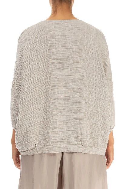 Loose Crinkled Beige Silk Blouse 2