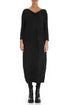 Cowl Neck Black Crinkled Silk Dress 1