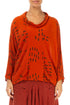 Cowl Neck Crinkled Drops Saffron Silk Viscose Blouse 1