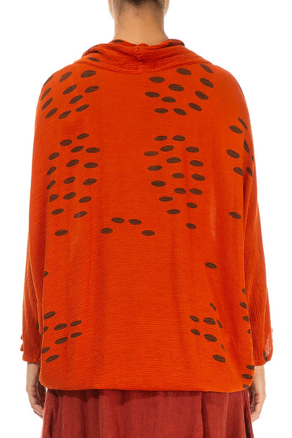 Cowl Neck Crinkled Drops Saffron Silk Viscose Blouse 2