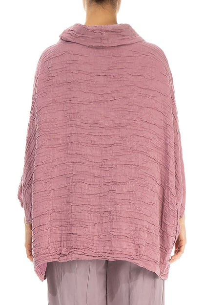 Cowl Neck Crinkled Mauve Taupe Silk Blouse 2