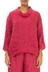 Cowl Neck Crinkled Raspberry Silk Blouse 1