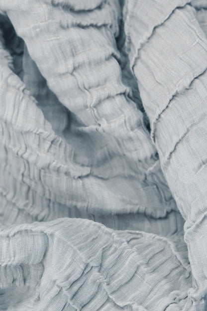 Cowl Neck Crinkled Silver Grey Silk Linen Blouse 5