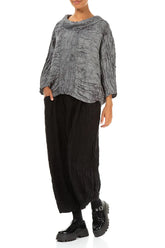 Cowl Neck Crinkled Silver Marble Silk Blouse 4