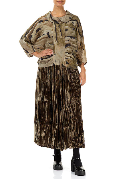 Bluse aus geknitterter Terra-Seide mit Wasserfallausschnitt