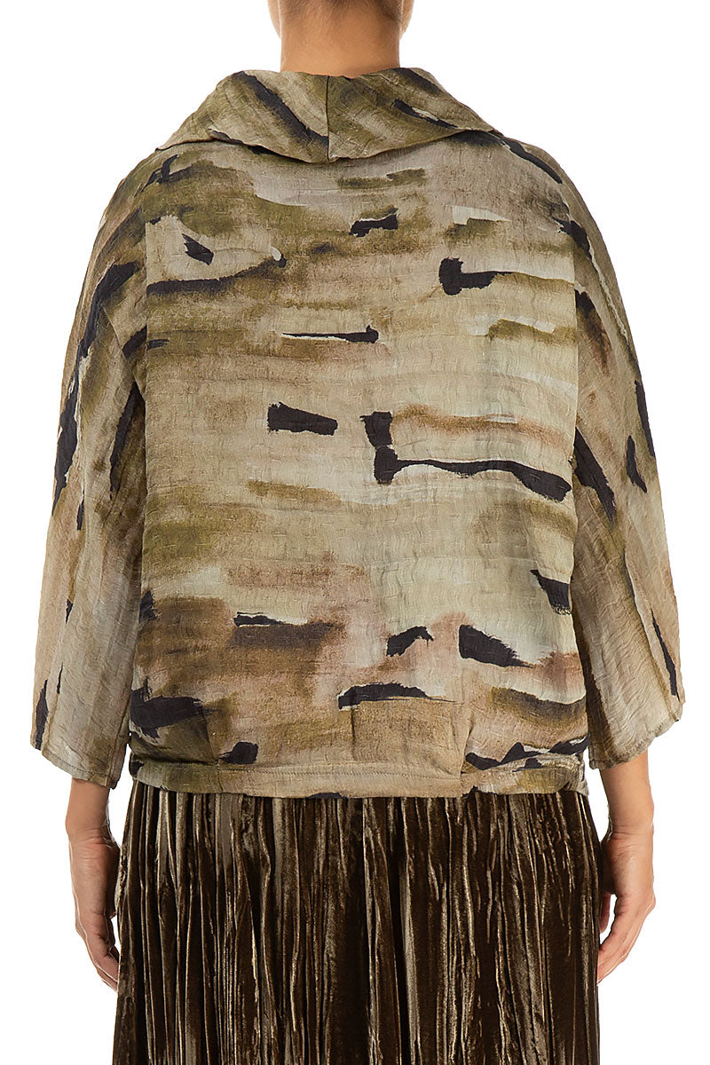 Bluse aus geknitterter Terra-Seide mit Wasserfallausschnitt