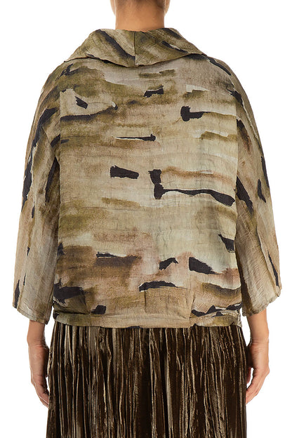 Bluse aus geknitterter Terra-Seide mit Wasserfallausschnitt