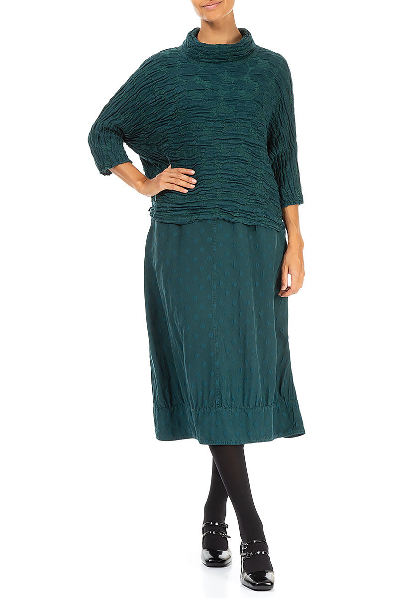 Cowl Neck Emerald Circle Silk Linen Blouse 4