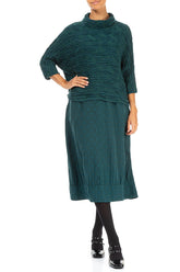 Cowl Neck Emerald Circle Silk Linen Blouse 4