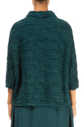 Cowl Neck Emerald Circle Silk Linen Blouse 2