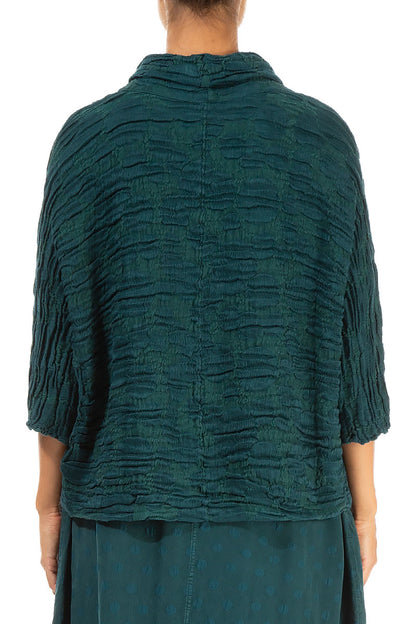 Cowl Neck Emerald Circle Silk Linen Blouse 2