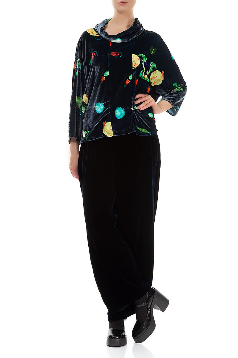 Cowl Neck Fairy-Tale Stretch Silk Velvet Blouse