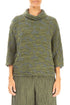 Cowl Neck Forest Mist Circle Silk Linen Blouse 1