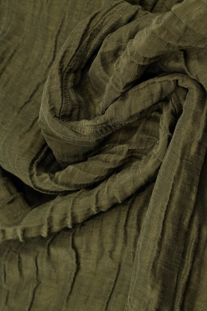 Cowl Neck Forest Mist Crinkled Silk Linen Dress 5