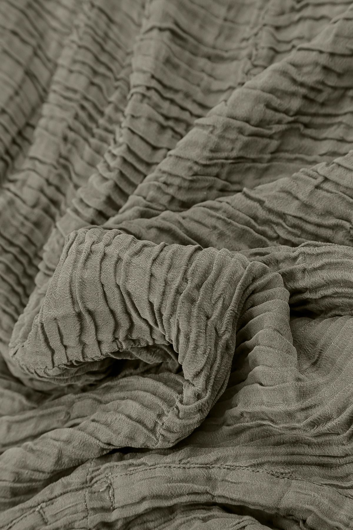 Cowl Neck Forest Mist Plissé Silk Blouse 5