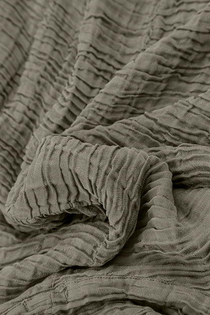 Cowl Neck Forest Mist Plissé Silk Dress 5